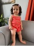 Miniğimin Cicileri Baby Askılı Penye Düğme Detaylı Kız Tulum - Turuncu