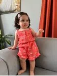 Miniğimin Cicileri Baby Askılı Penye Düğme Detaylı Kız Tulum - Turuncu
