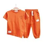 Miniğimin Cicileri Tshirt Süzine Keten Pantolon Erkek 2 li Takım - Oranj