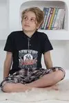 Minigimin Cicileri Erkek Çocuk Kapri Düğmeli Ekose Pijama Takım - Lacivert