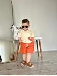 Miniğimin Cicileri Müslin Tshirt Şortlu Erkek 2 li Takım - Oranj