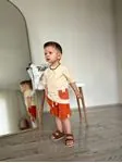 Miniğimin Cicileri Müslin Tshirt Şortlu Erkek 2 li Takım - Oranj