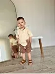 Miniğimin Cicileri Müslin Tshirt Şortlu Erkek 2 li Takım - Kahve