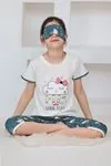 Miniğimin Cicileri Good Night Bulut Desenli Kız Çocuk Pijama Takımı - Beyaz