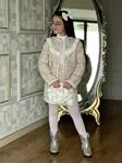 Miniğimin Cicileri Tüvit 5 parça Ceketli Çantalı Kız Çocuk Takım - Krem