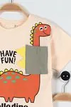 Miniğimin Cicileri Have Fun Dinazor Desenli Erkek Çocuk Takım - Haki