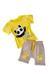 Miniğimin Cicileri Be Happy Panda Detaylı Erkek Bebek Takım - Sarı
