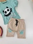 Miniğimin Cicileri Be Happy Panda Detaylı Erkek Bebek Takım - Yeşil