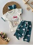 Miniğimin Cicileri Good Night Bulut Desenli Kız Çocuk Pijama Takımı - Beyaz