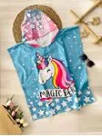 Miniğimin Cicileri Magic Beac Uncrn Desenli Kız Çocuk Panço Havlu - Açık Mavi