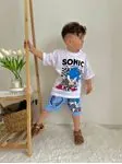 Minigimin Cicileri Snc The Hedgehog Baskı Yazlık 2 li Erkek Takım - Beyaz