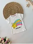 Miniğimin Cicileri Pop İt Baskılı Kız Çocuk Tşört - Krem