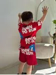 Minigimin Cicileri Snc Born To run Baskı Yazlık 2 li Erkek Takım - Kırmızı