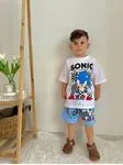 Minigimin Cicileri Snc The Hedgehog Baskı Yazlık 2 li Erkek Takım - Beyaz