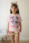 Minigimin Cicileri Krmi Desen Yazlık Kız Çocuk 2 li Takım - Pembe