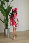 Minigimin Cicileri Mnn Çiçek Desen Yazlık Kız Çocuk 2 li Takım - Fuşya
