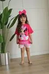 Minigimin Cicileri Mnn Puantiye Çiçek Desen Yazlık Kız Çocuk 2 li Takım - Fuşya