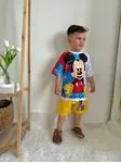 Minigimin Cicileri Mcky Boya Desen Yazlık Erkek Çocuk 2 li Takım - Beyaz