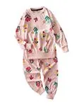 Miniğimin Cicileri Yaprak Desenli Penye Pijama Takımı - Pembe