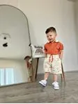Miniğimin Cicileri Müslim Lacost Yaka Şortlu Etnik Desen Erkek 2 li Takım - Oranj