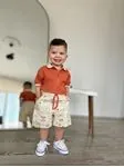 Miniğimin Cicileri Müslim Lacost Yaka Şortlu Etnik Desen Erkek 2 li Takım - Oranj