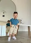 Miniğimin Cicileri Müslim Lacost Yaka Şortlu Etnik Desen Erkek 2 li Takım - İndigo