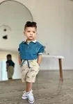 Miniğimin Cicileri Müslim Lacost Yaka Şortlu Etnik Desen Erkek 2 li Takım - İndigo