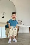 Miniğimin Cicileri Müslim Lacost Yaka Şortlu Etnik Desen Erkek 2 li Takım - İndigo