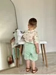 Miniğimin Cicileri Müslin Etnik Desen Gömlek Şortlu Erkek 2 li Takım - Su Yeşili