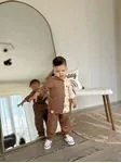 Miniğimin Cicileri Müslim Gömlek Pantolon Erkek 2 li Takım - Kahverengi