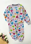 Miniğimin Cicileri Kalp Desenli Kız Çocuk Pijama Takımı - Mor
