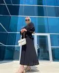 Moda Emira Pilise Etekli Bağlamalı Kadın Tesettür Takım - Siyah