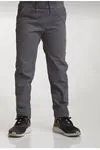 Miniğimin Cicileri Beli Lastikli Canvas Okul Unisex Düz Paça Çocuk Pantolon - Füme