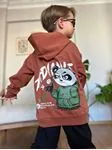 Miniğimin Cicileri Panda Kapüşonlu 5-14 Yaş Erkek Çocuk Takım - Tarçın