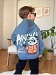 Miniğimin Cicileri Panda Kapüşonlu 5-14 Yaş Erkek Çocuk Takım - Mavi