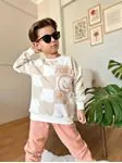 Miniğimin Cicileri Gülen Surat Damalı Erkek Çocuk Takım - Somon