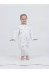 Miniğimin Cicileri Panda Erkek ve Kız Çocuk Elyaf Dolgulu  2.5 Tog Desenli Uyku Tulumu - Beyaz