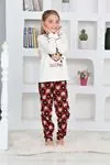Miniğimin Cicileri Ayıcıklı Kalpli Kız Çocuk Pijama Takımı - Krem