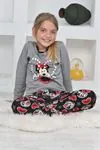 Miniğimin Cicileri Mnn Ms Kalpli Kız Çocuk Pijama Takımı - Gri