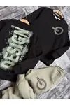 Miniğimin Cicileri DESIGN Baskılı Sweatshirt ve Jogger Erkek Çocuk Eşofman Takımı - Yeşil