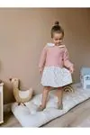 Miniğimin Cicileri Dresella Dokuma Etek ve. Yaka Detaylı Kız Çocuk Elbise - Pembe