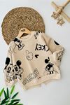 Miniğimin Cicileri Unisex Mcky Baslılı Oversize Sweat - Taş