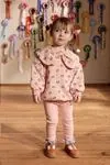 Miniğimin Cicileri (2-7 Yaş) Fiyonk Yakalı Çiçek Baskılı Kız Çocuk Taytlı Takım - Pembe