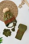 Miniğimin Cicileri (1-4 Yaş) Panda Örme Desen Erkek Bebe Atkı Bere Takım