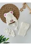 Miniğimin Cicileri (1-4 Yaş) Love Kulaklı Kız Çocuk Atkı Bere Takımı