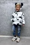 Miniğimin Cicileri (3-9 Yaş) Mcky Ms Baskılı Kulak Detaylı Unisex Çocuk Şişme Mont - Beyaz