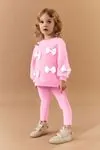 Miniğimin Cicileri (2-7 Yaş) Kurdela Detaylı Kız Çocuk Taytlı Takım - Pembe
