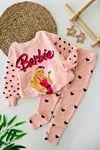 Miniğimin Cicileri (3-9 Yaş) Barbie Baskılı Kalp Tül Detaylı 2 li Takım - Somon