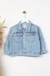 Miniğimin Cicileri (3-9 Yaş) Klasik Tarz Çift Cepli Unisex Çocuk Kot Ceket - Açık Mavi
