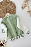 Miniğimin Cicileri (3-6 Yaş) M Nakışlı Vintage Kolej Tarzı Unisex Çocuk Ceketi - Yeşil